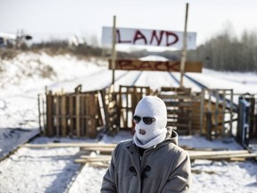 Supporters of the Wet'suwet'en block a CN Rail line.