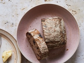 Black olive, caraway and honey yeast bread from Cannelle et Vanille.