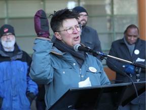 Catherine McKenney along with hundreds of supporters gathered at city hall in Ottawa Wednesday Jan 29, 2020. McKenny was going to motion to declare a Housing Emergency.