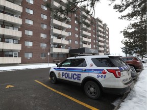 Ottawa police outside of Cyrville Towers on Cummings Ave in Ottawa Tuesday Feb 4, 2020.