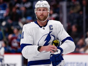 Tampa Bay Lightning centre Steven Stamkos in the second period against the Colorado Avalanche at the Pepsi Center in Denver, Colo., on Feb. 17, 2020.