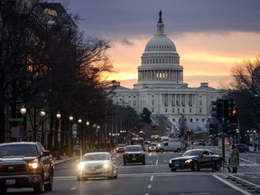 The U.S. Capitol is bathed in morning light at sunrise in Washington, U.S., February 14, 2020.