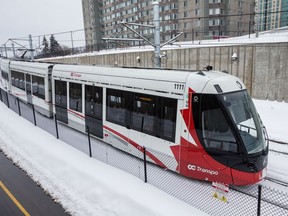 A train on the Confederation Line at Lees Station earlier this year.