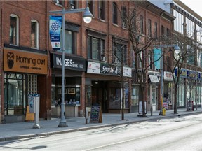 A very quiet Bank Street in downtown Ottawa during the COVID-19 outbreak.