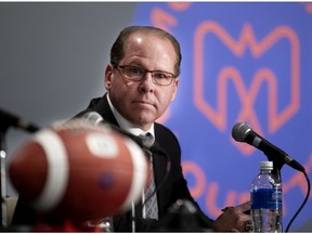 Danny Maciocia attends a news conference in Montreal on Jan. 13, 2020 after being named the new general manager of the Alouettes.