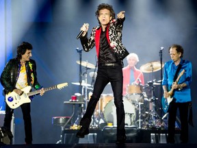 Ronnie Wood, Mick Jagger, Charlie Watts and Keith Richards of The Rolling Stones perform onstage at Hard Rock Stadium on August 30, 2019 in Miami, Florida.