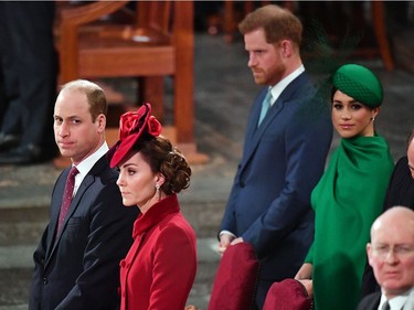 LONDON, ENGLAND - MARCH 09: Prince William, Duke of Cambridge, Catherine, Duchess of Cambridge, Prince Harry, Duke of Sussex and Meghan, Duchess of Sussex attend the Commonwealth Day Service 2020 on March 9, 2020 in London, England.