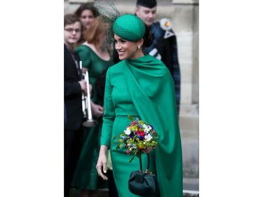 LONDON, ENGLAND - MARCH 09: Meghan, Duchess of Sussex departs the Commonwealth Day Service 2020 at Westminster Abbey on March 09, 2020 in London, England. The Commonwealth represents 2.4 billion people and 54 countries, working in collaboration towards shared economic, environmental, social and democratic goals.