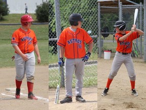 Aylmer Astros in uniform: From left, Maxime Bédard, Pablo Ahuanlla-Belley and Philippe Bélanger.