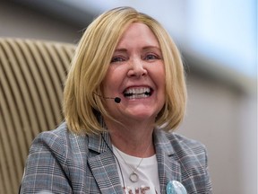 City Councillor Diane Deans smiles at her annual breakfast celebration in recognition of International Women's Day. This is Councillor Deans' first public appearance since taking a medical leave of absence last fall after her ovarian cancer diagnosis.