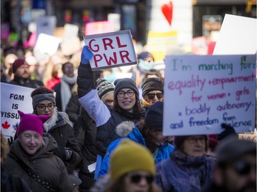 The 4th Annual Ottawa Women's March made its way from Parliament Hill to Ottawa City Hall, marching to protest oppression and discrimination in Ottawa, Canada and Globally, Saturday, March 7, 2020.