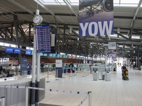 Near empty departure area at the Ottawa Macdonald-Cartier Airport.