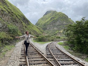 Hailey Lowden, 24, pictured during a months-long trip to South America. This is  Ecuador.