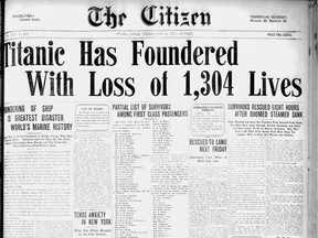 On April 16, 1912, Citizen readers learned of the devastating loss of life aboard the RMS Titanic.