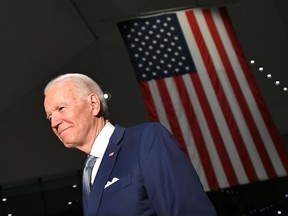 Democratic presidential hopeful Joe Biden speaks in Philadelphia on March 10.