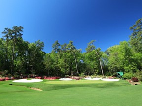 A general view of the 13th hole is seen during a practice round prior to the Masters at Augusta National Golf Club in Augusta, Ga., on April 9, 2019.