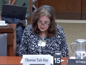 Wet'suwet'en subchief Theresa Tait-Day testifies before the Standing Committee on Indigenous and Northern Affairs, on Monday in Ottawa.