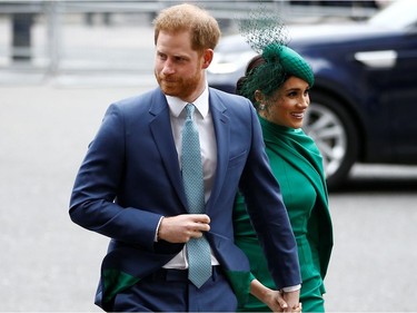 Britain's Prince Harry and Meghan, Duchess of Sussex, arrive for the annual Commonwealth Service at Westminster Abbey in London, Britain March 9, 2020. REUTERS/Henry Nicholls ORG XMIT: MEX310