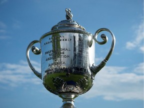 The PGA Championship trophy in a 2019 file photo.