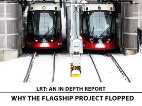 Trains travel the Confederation Line of the Ottawa LRT system at Lees Station.