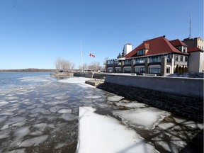 Ice and water levels near Britannia Yacht Club in Ottawa on Friday.