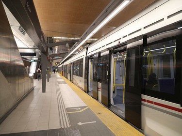 There were hardly any people on the LRT during rush hour  in Ottawa Thursday March 19, 2020.