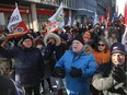 PSAC members protest the Phoenix pay system on Laurier Avenue in Ottawa on Thursday, Feb 28, 2019.