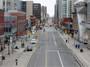 A very quiet Rideau Street on March 19. people are heeding health care warnings.