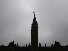 Parliament Hill is seen on a cloudy grey day in Ottawa Dec 14, 2011.