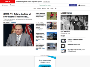 The newly redesigned home page of the Ottawa Citizen.
