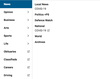 The main news navigation menu.