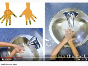 A screen shot from  CHEO's YouTube video on the hand-washing song.
