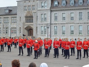 Officer-Cadets stand at attention during the Royal Military College Graduation and Commissioning Parade in Kingston, Ont. on Friday May 19 2017.  Joe Cattana for the Whig-Standard/Postmedia Network
