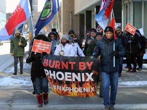 Phoenix protesters march in a Winnipeg rally last month.