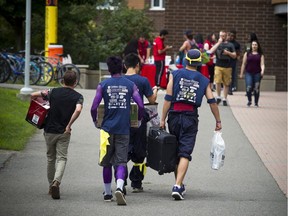 Students move into residence buildings at Carleton University in September, 2018. The picture this fall may look very different.