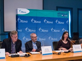 Jim Watson, Mayor of Ottawa, Keith Egli, Councillor, Chair, Board of Health, Dr. Vera Etches, Medical Officer of Health, Ottawa Public Health address a press conference in March. Are officials starting to over-step?