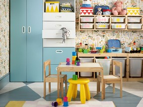 A play area complete with organizational tools.