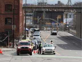 Gatineau police COVID-19 checkpoint in this April 2020 photograph.