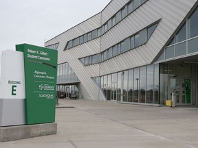 A building on the virtually deserted Algonquin College campus on Friday.