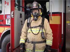 A still image from a video posted to Facebook by Ottawa Fire Services shows the equipment that crew members will be wearing at fire emergencies and motor vehicle collisions during the COVID-19 pandemic.