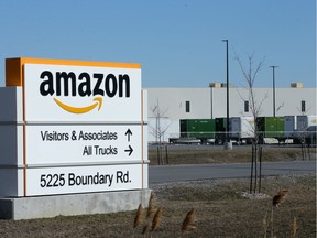 OTTAWA --April 7, 2020 The Amazon warehouse in Ottawa on Boundary Road.