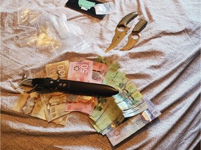 Photo of items seized by OPP during a raid on a home in Chesterville early on April 24, 2020.