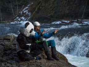 A still from the short film Daydream, in which Eastern Ontario whitewater kayaker Ben Marr daydreams about a mystical panda that gives him energy. One of the films being shown in the online edition of the Ottawa Adventure Film festival.