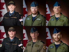 Top L-R: Sub-Lieutenant Abbigail Cowbrough, Captain Brenden Ian MacDonald and Captain Kevin Hagen Bottom L-R: Sub-Lieutenant Matthew Pyke, Master Corporal Matthew Cousins and Captain Maxime Miron-Morin.