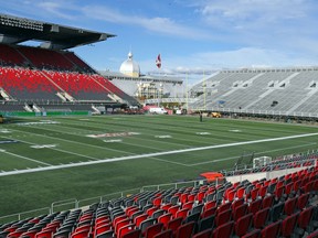 The RedBlacks field at TD Place sits empty. Lots of scenarios are being contemplated for how the return of live events will be handled and those that become unrealistic are then discarded.