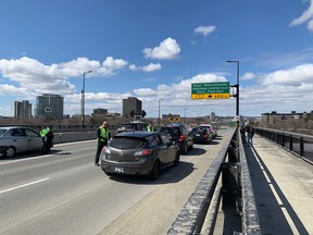 Quebec police on the Macdonald Cartier bridge.