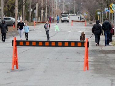 OTTAWA - April 9, 2020 - Ottawa councillor Jeff Leiper took matters in his own hands and put some barricades out on Byron between Redwood and Golden to give people walking in the street a bit safer a space in Ottawa Friday.