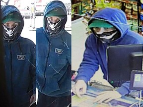 Ottawa Police is looking for public assistance in identifying a male suspect involved in two robberies on Baseline Road on Monday, April 6, 2020.