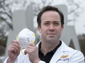 Dr. Dayre McNally is a researcher at the CHEO research institute. He and his colleagues are studying whether decontaminating N95 masks using UV light is a viable way to extend the supply of PPE.
