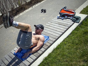 OTTAWA -- May 16, 2020 -- The sunny weather had Chance Johnson out getting a work-out in at Lansdowne Park Saturday May 16, 2020.